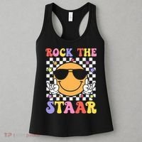 Rock The Staar Test Testing Day Smile Face Groovy Teacher  Women's Tank Top thumb 3