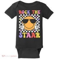 Rock The Staar Test Testing Day Smile Face Groovy Teacher  Baby Bodysuit thumb 0