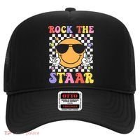Rock The Staar Test Testing Day Smile Face Groovy Teacher  Hat thumb 0