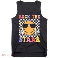 Rock The Staar Test Testing Day Smile Face Groovy Teacher  Tank Top thumb 0