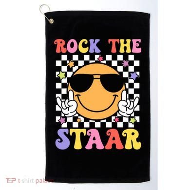 Rock The Staar Test Testing Day Smile Face Groovy Teacher  Golf Towel