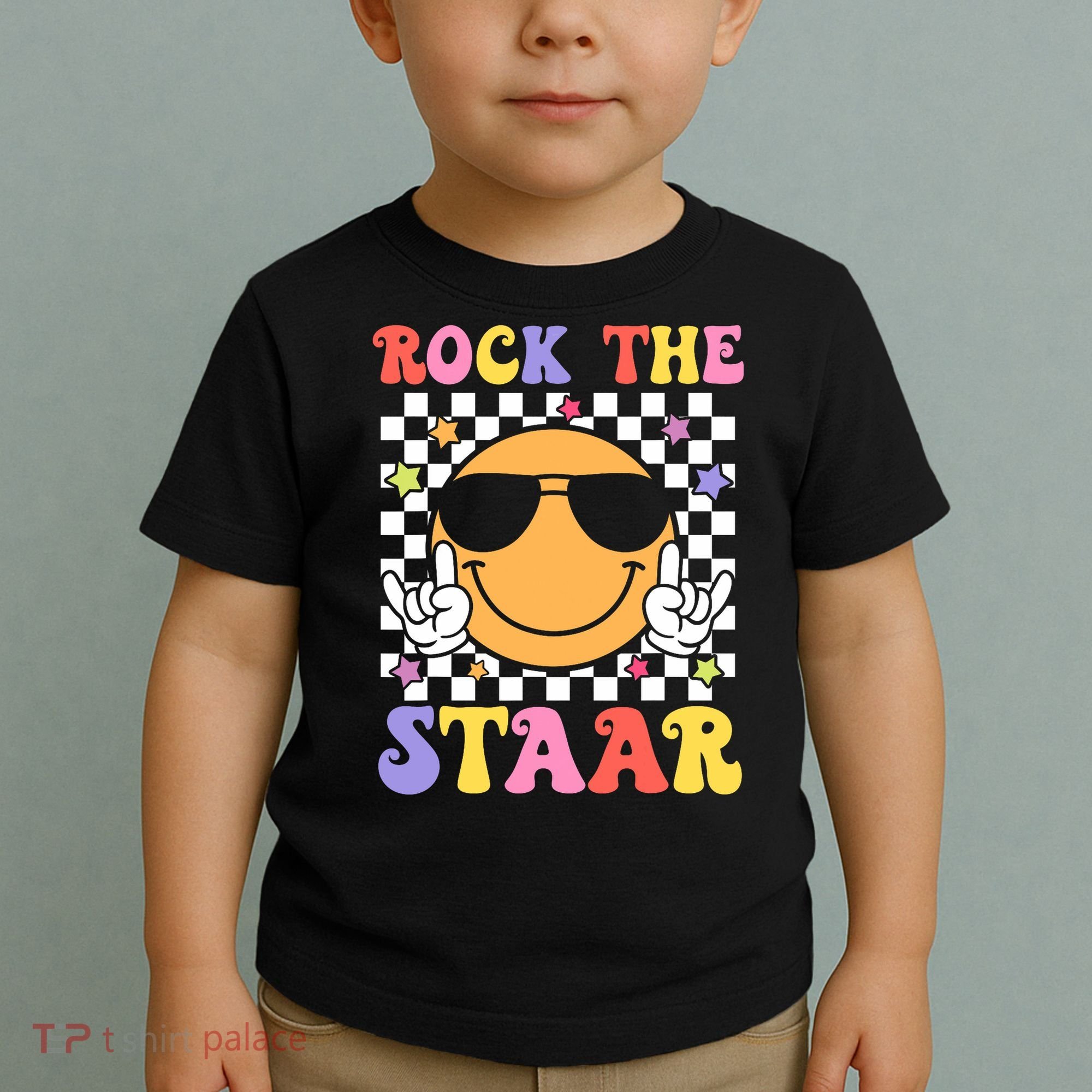 Rock The Staar Test Testing Day Smile Face Groovy Teacher  Toddler T-Shirt