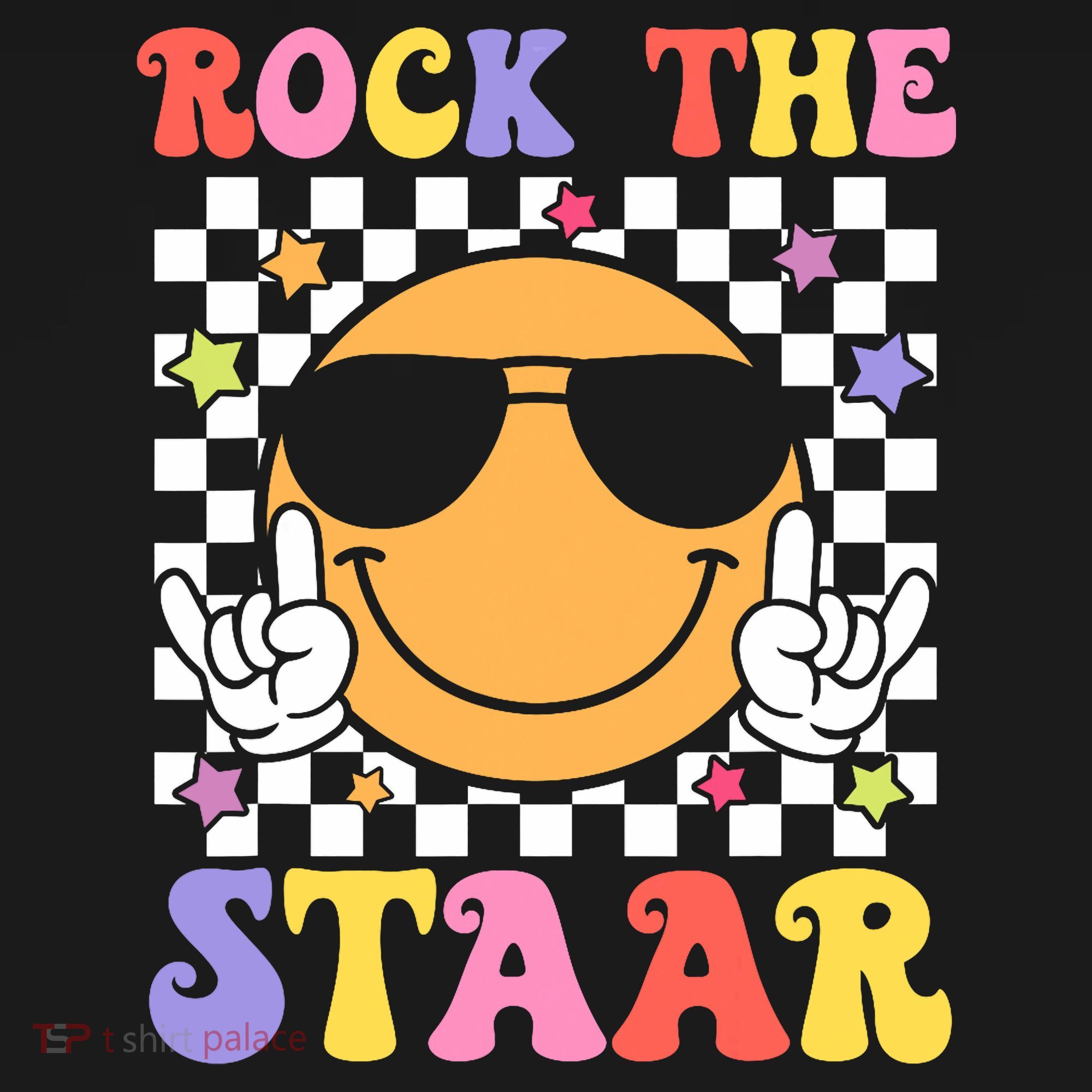 Rock The Staar Test Testing Day Smile Face Groovy Teacher  Toddler T-Shirt