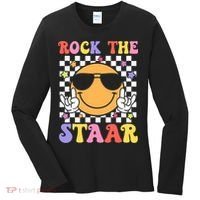 Rock The Staar Test Testing Day Smile Face Groovy Teacher  Women's Long Sleeve Shirt thumb 0