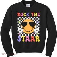 Rock The Staar Test Testing Day Smile Face Groovy Teacher  Kids Sweatshirt thumb 0
