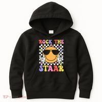Rock The Staar Test Testing Day Smile Face Groovy Teacher  Kids Hoodie thumb 0