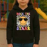 Rock The Staar Test Testing Day Smile Face Groovy Teacher  Kids Hoodie thumb 3