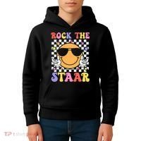 Rock The Staar Test Testing Day Smile Face Groovy Teacher  Kids Hoodie thumb 4