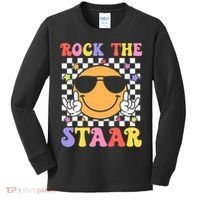 Rock The Staar Test Testing Day Smile Face Groovy Teacher  Kids Long Sleeve Shirt thumb 0