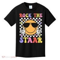 Rock The Staar Test Testing Day Smile Face Groovy Teacher  Kids T-Shirt thumb 0