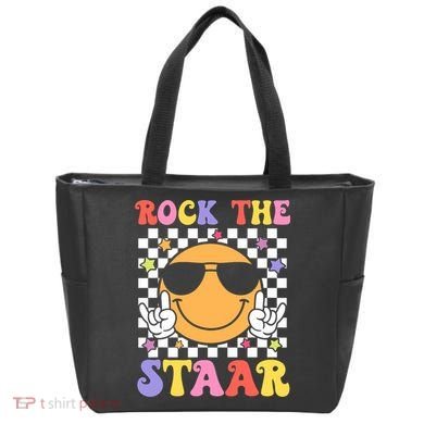 Rock The Staar Test Testing Day Smile Face Groovy Teacher  Tote Bag