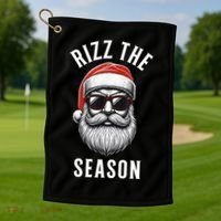 Rizz The Season Silly Christmas Funny Santa Golf Towel thumb 1