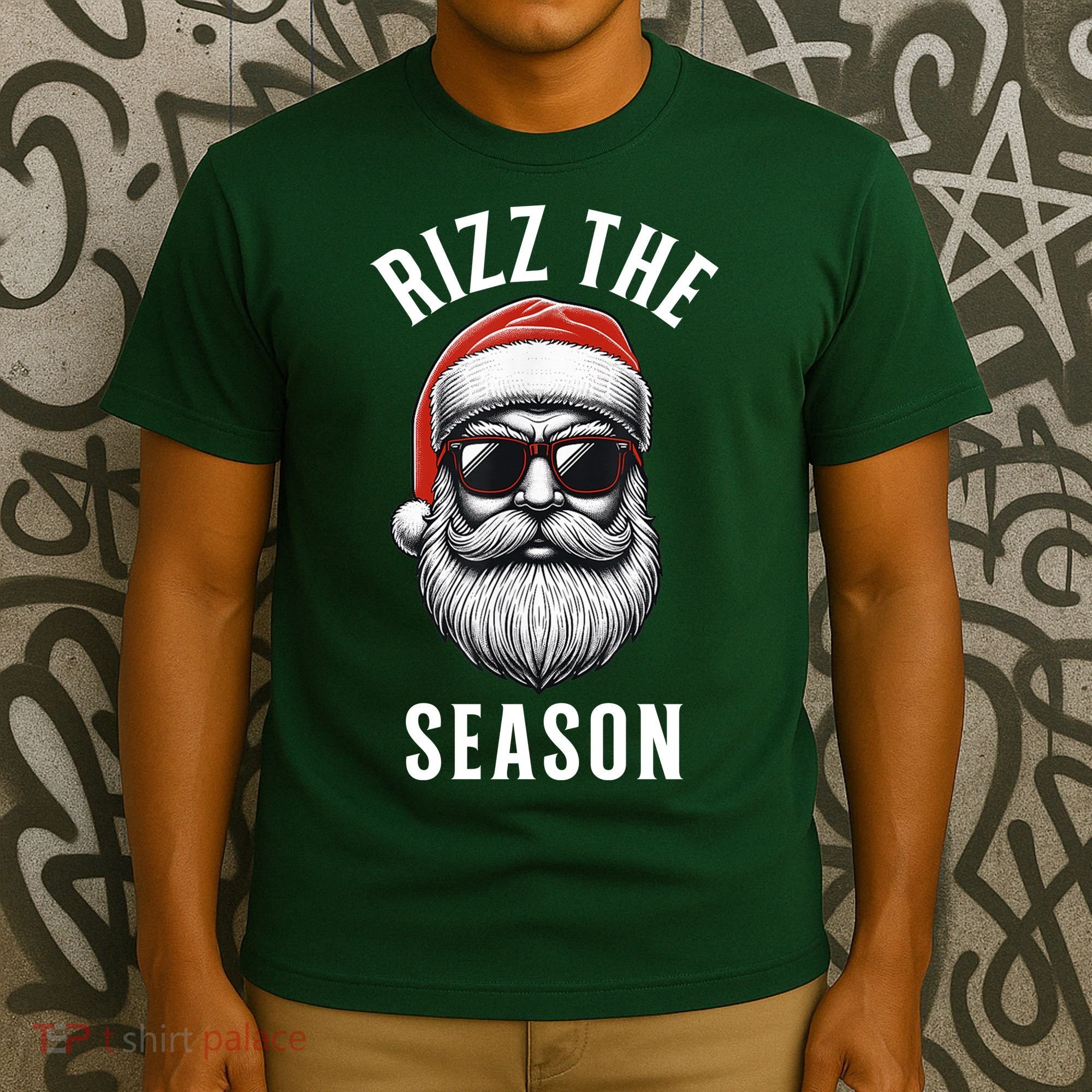 Rizz The Season Silly Christmas Funny Santa T-Shirt