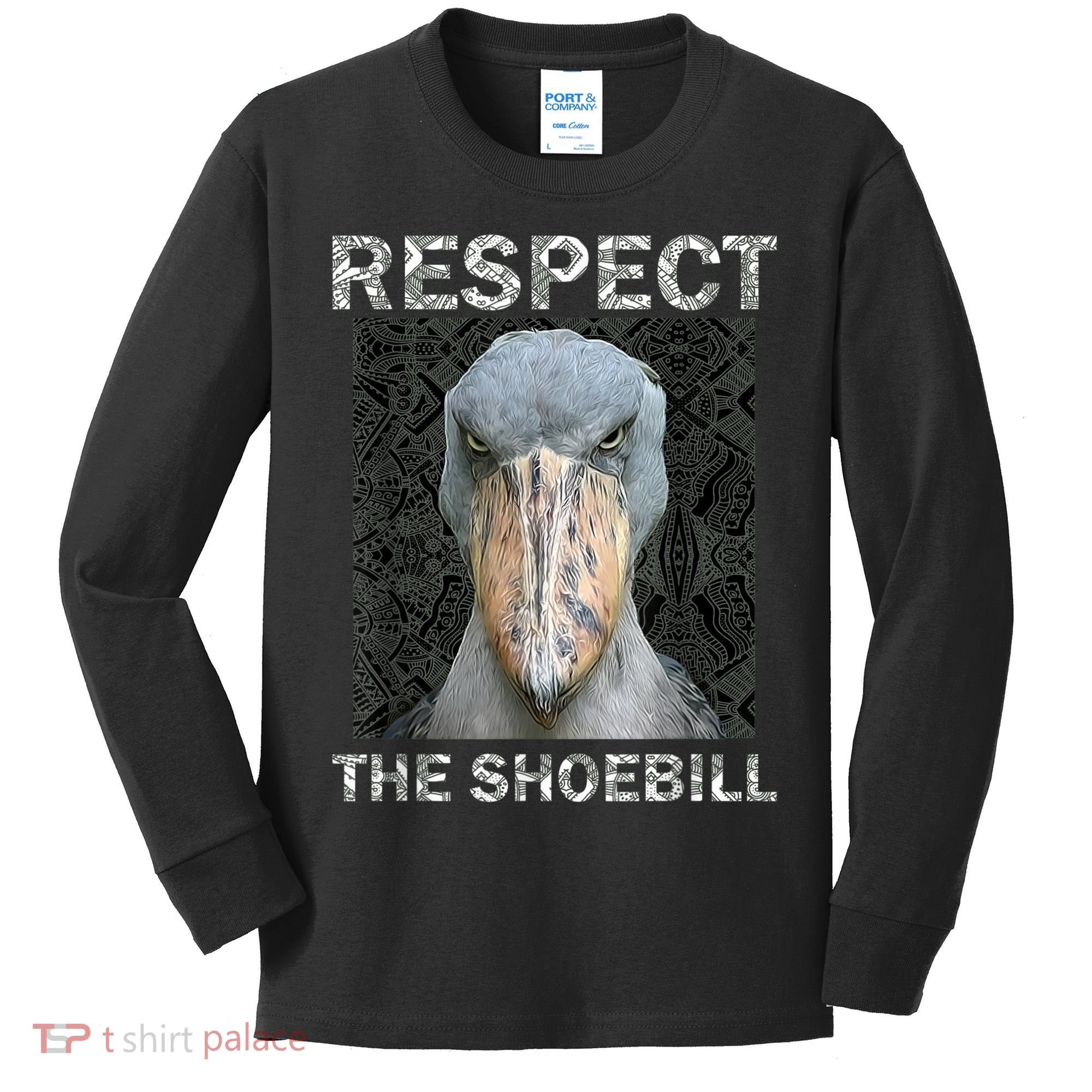 Respect The Shoebill African Bird Aztec Mayan Bird Lover Kids Long Sleeve Shirt