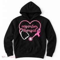 Respiratory Therapist Stethoscope Pink Ribbon Breast Cancer Hoodie thumb 0