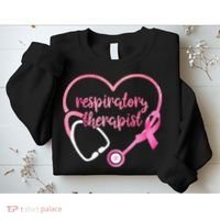 Respiratory Therapist Stethoscope Pink Ribbon Breast Cancer Sweatshirt thumb 2