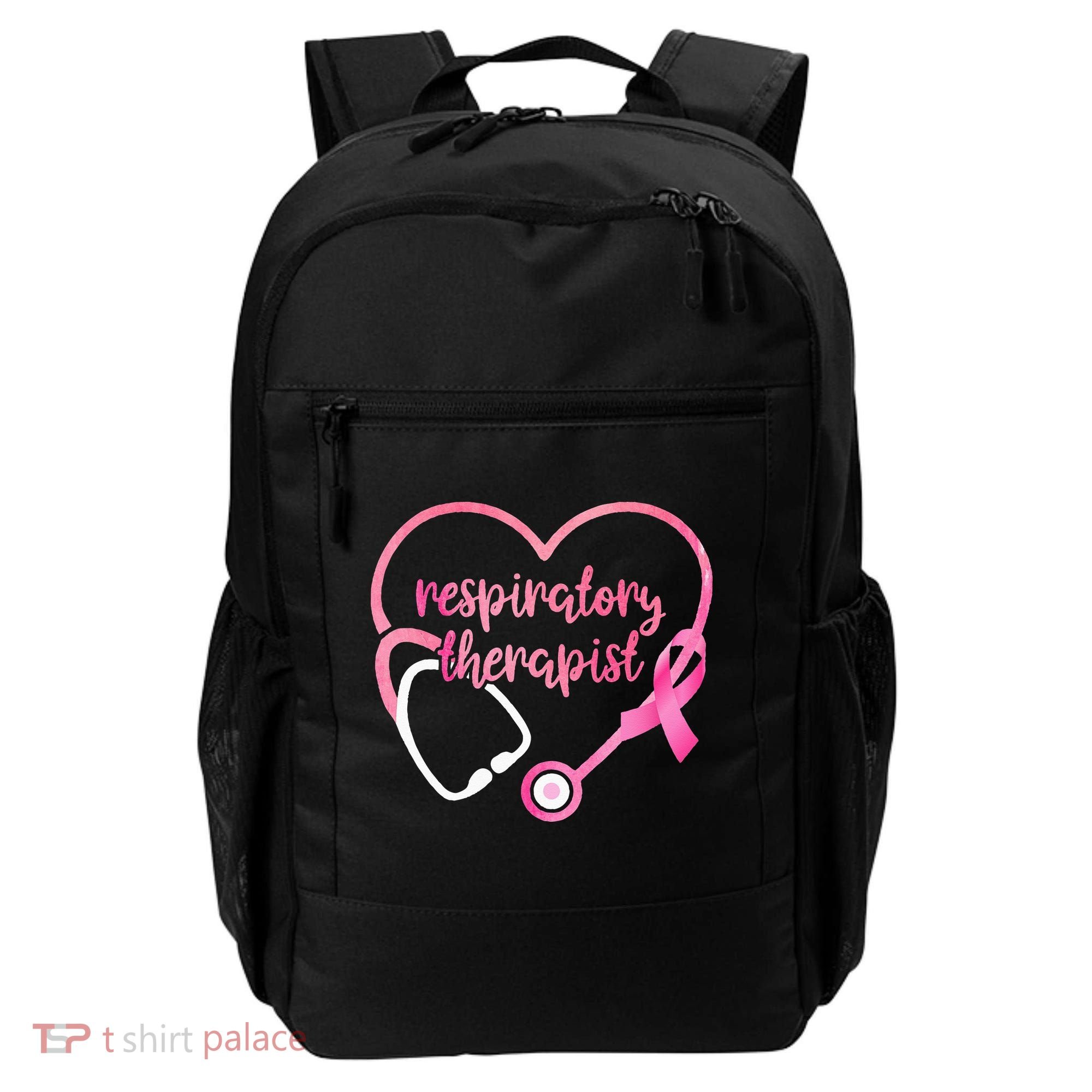 Respiratory Therapist Stethoscope Pink Ribbon Breast Cancer Backpack
