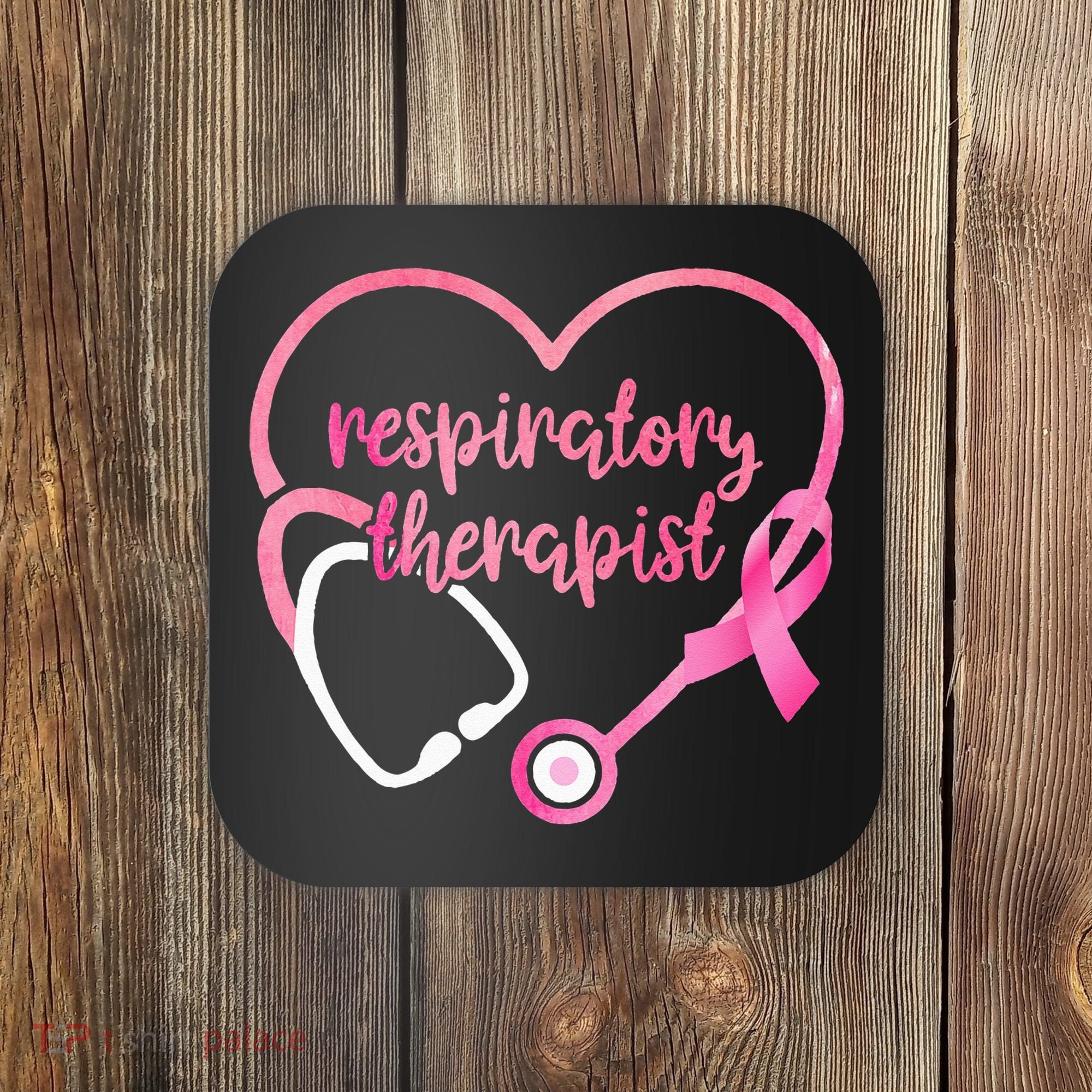 Respiratory Therapist Stethoscope Pink Ribbon Breast Cancer Coaster