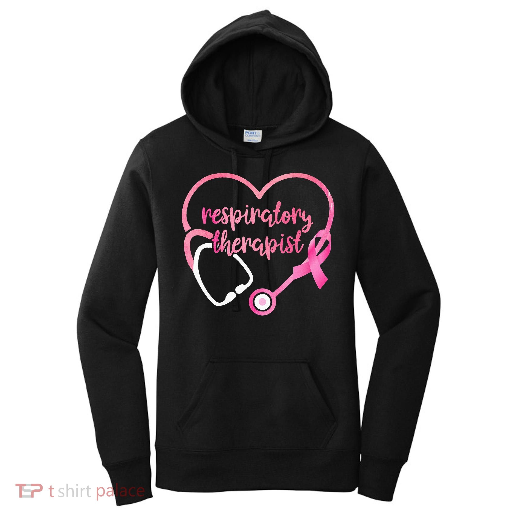 Respiratory Therapist Stethoscope Pink Ribbon Breast Cancer Women's Hoodie