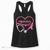 Respiratory Therapist Stethoscope Pink Ribbon Breast Cancer Women's Tank Top thumb 0