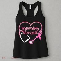 Respiratory Therapist Stethoscope Pink Ribbon Breast Cancer Women's Tank Top thumb 3