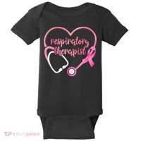 Respiratory Therapist Stethoscope Pink Ribbon Breast Cancer Baby Bodysuit thumb 0