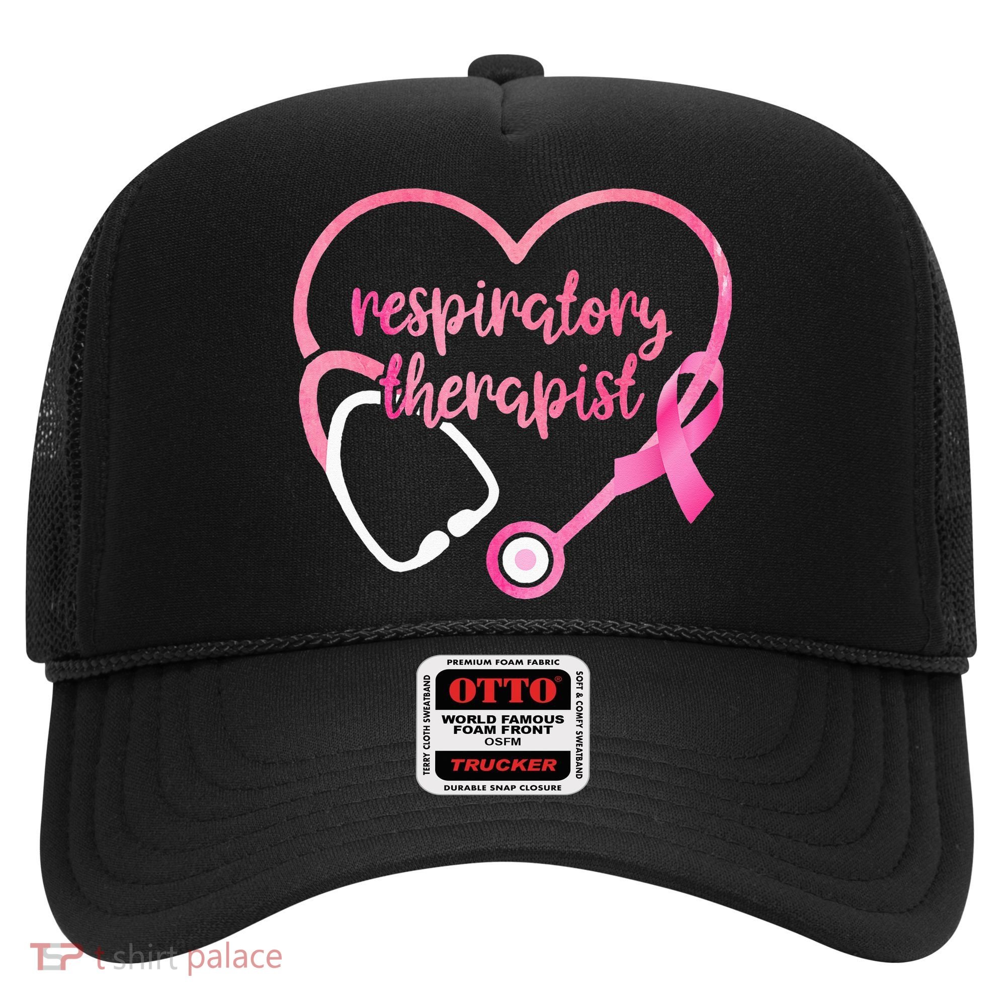 Respiratory Therapist Stethoscope Pink Ribbon Breast Cancer Hat