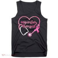 Respiratory Therapist Stethoscope Pink Ribbon Breast Cancer Tank Top thumb 0