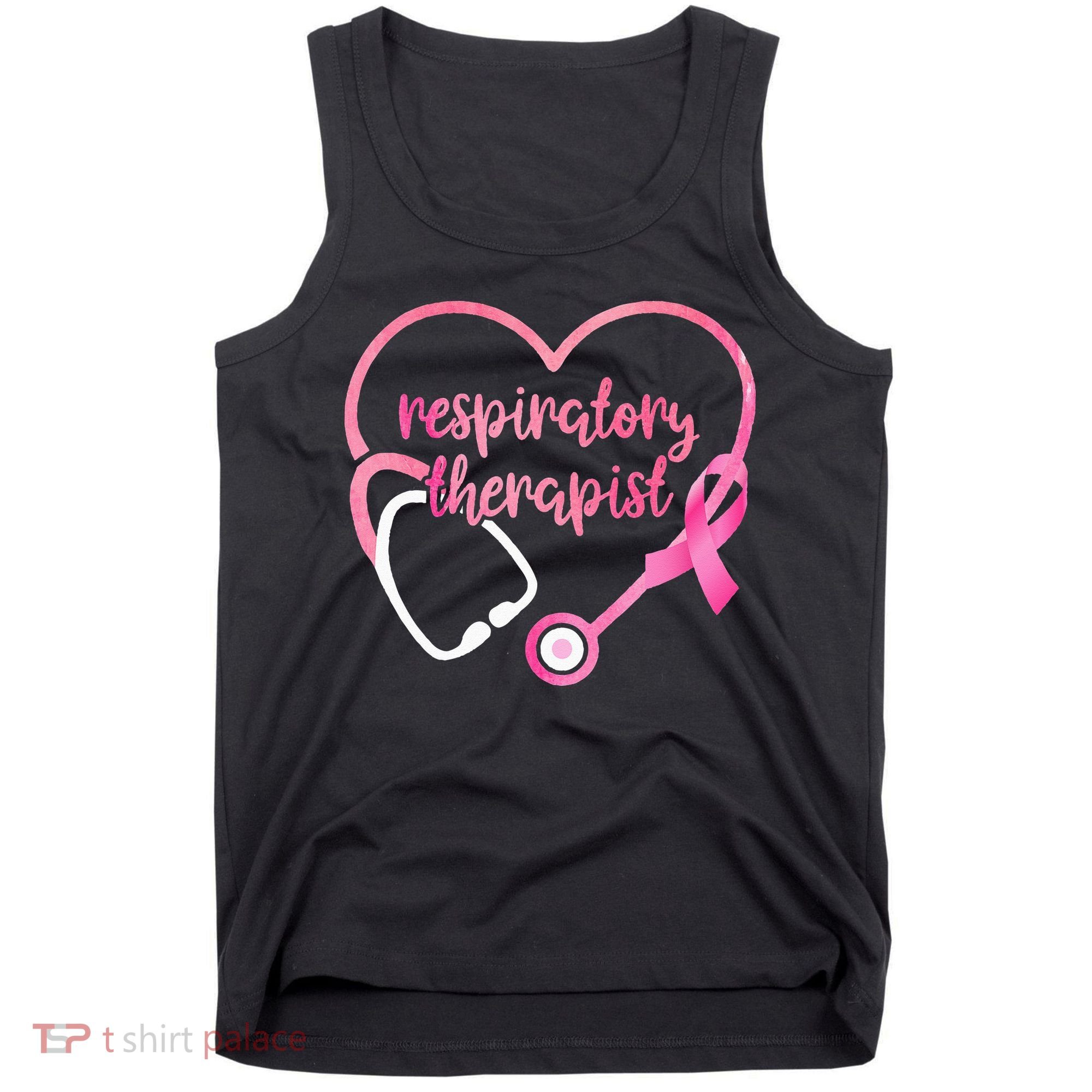 Respiratory Therapist Stethoscope Pink Ribbon Breast Cancer Tank Top