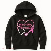 Respiratory Therapist Stethoscope Pink Ribbon Breast Cancer Kids Hoodie thumb 0