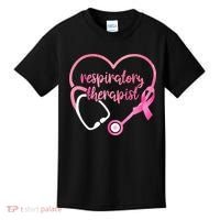 Respiratory Therapist Stethoscope Pink Ribbon Breast Cancer Kids T-Shirt thumb 0