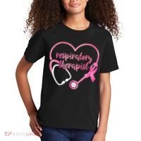 Respiratory Therapist Stethoscope Pink Ribbon Breast Cancer Kids T-Shirt thumb 2