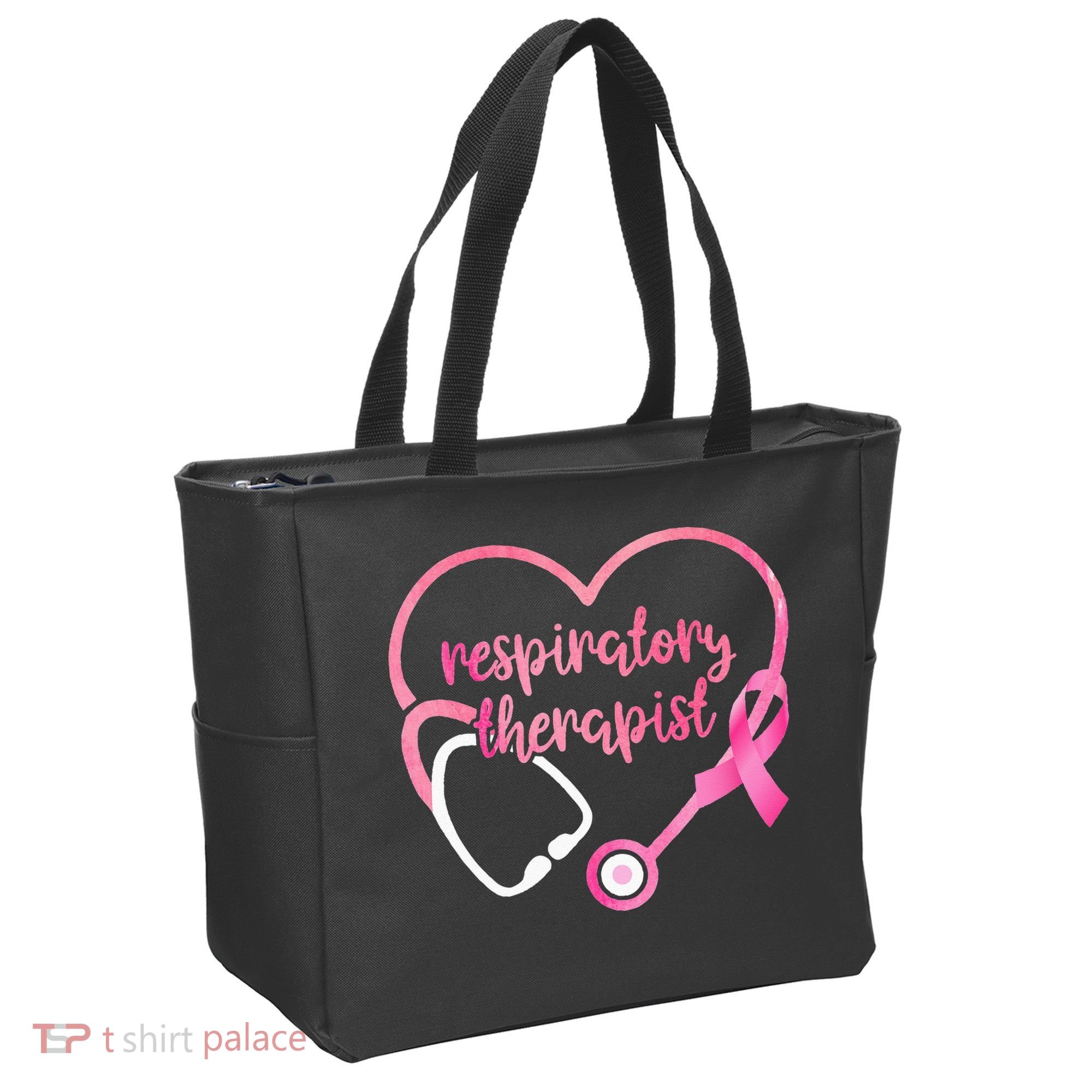 Respiratory Therapist Stethoscope Pink Ribbon Breast Cancer Tote Bag