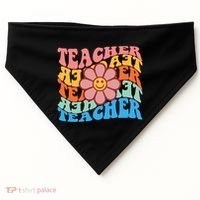 Retro Teacher Sunflower USA-Made Doggie Bandana thumb 0