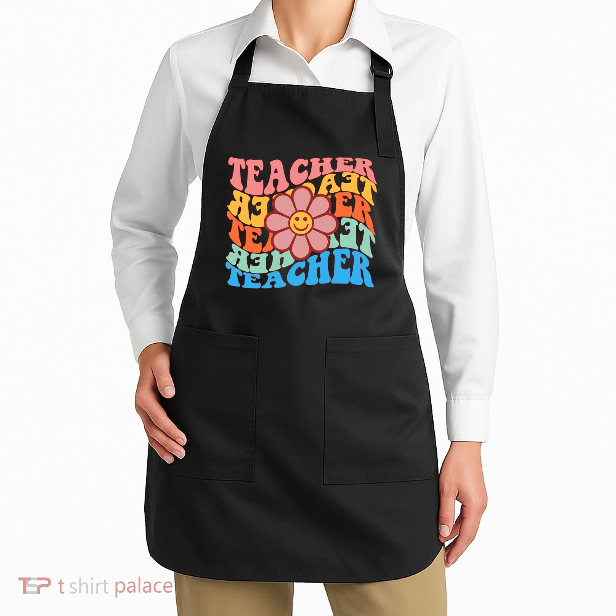 Retro Teacher Sunflower Apron