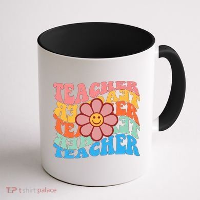 Retro Teacher Sunflower Coffee Mug back