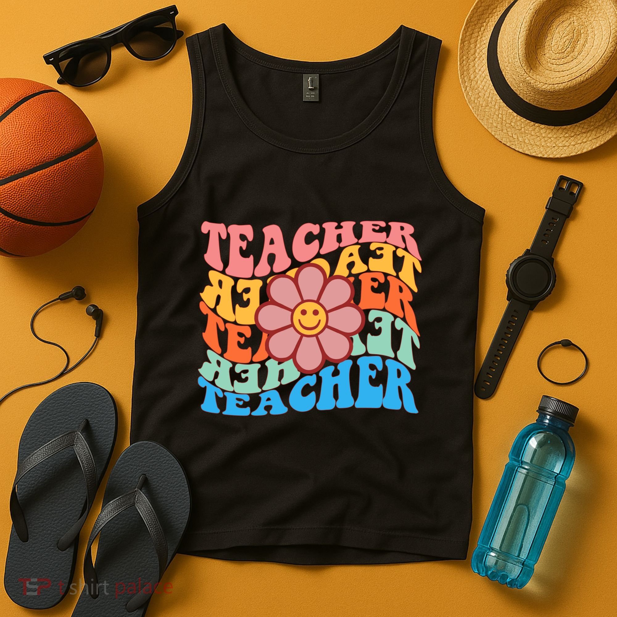 Retro Teacher Sunflower Tank Top