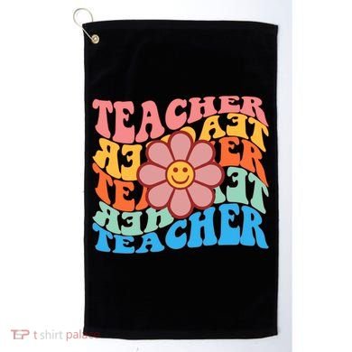 Retro Teacher Sunflower Golf Towel