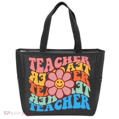 Retro Teacher Sunflower Tote Bag