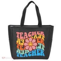 Retro Teacher Sunflower Tote Bag thumb 0