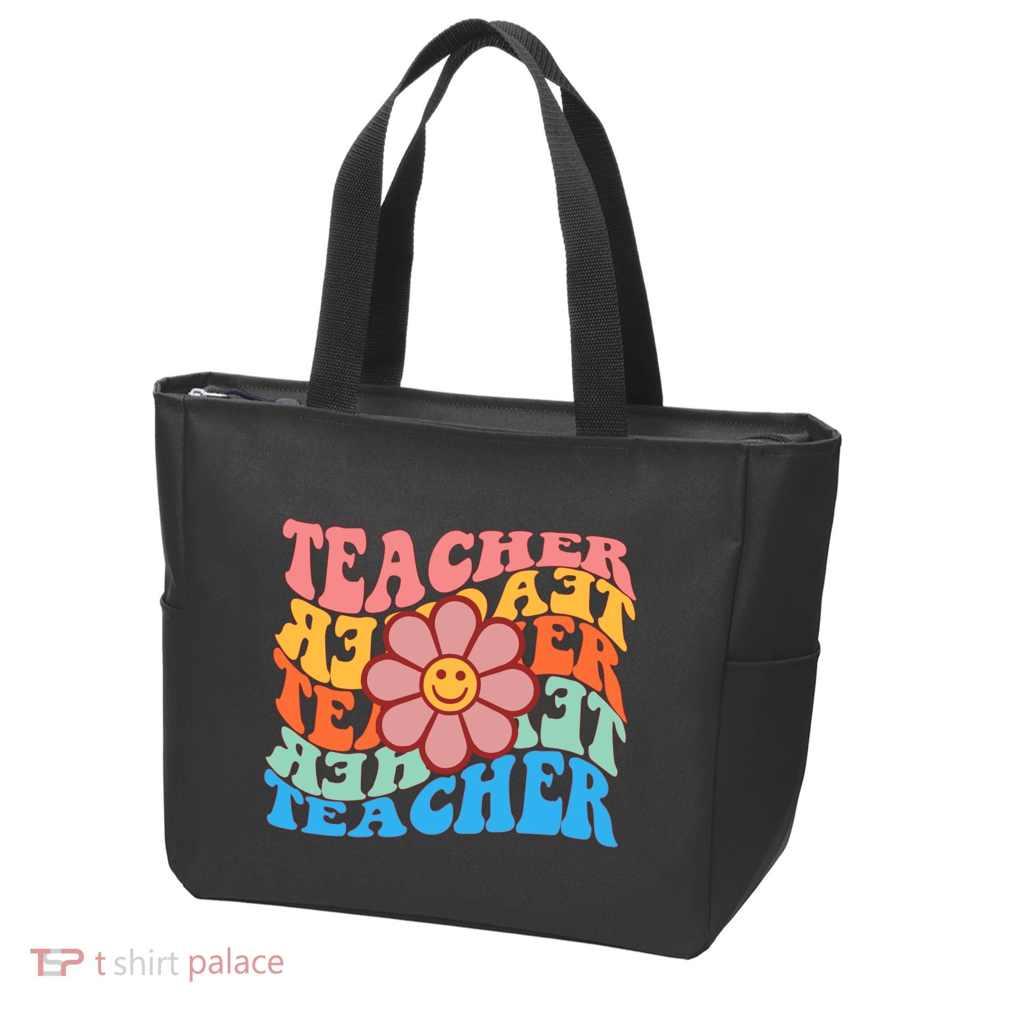 Retro Teacher Sunflower Tote Bag