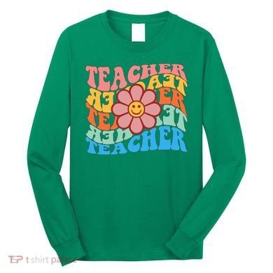 Retro Teacher Sunflower Long Sleeve Shirt