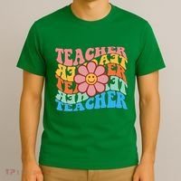 Retro Teacher Sunflower T-Shirt thumb 3