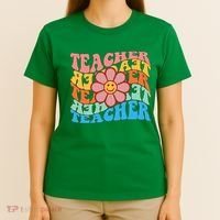 Retro Teacher Sunflower T-Shirt thumb 4