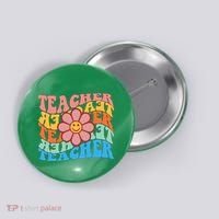 Retro Teacher Sunflower Button thumb 0