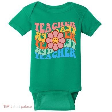 Retro Teacher Sunflower Baby Bodysuit