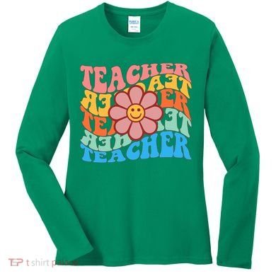 Retro Teacher Sunflower Women's Long Sleeve Shirt