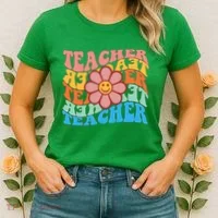 Retro Teacher Sunflower Women's T-Shirt thumb 2