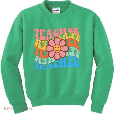 Retro Teacher Sunflower Kids Sweatshirt