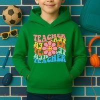 Retro Teacher Sunflower Kids Hoodie thumb 2